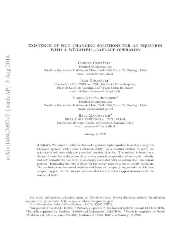 (PDF) Existence of sign changing solutions for an equation with a ...