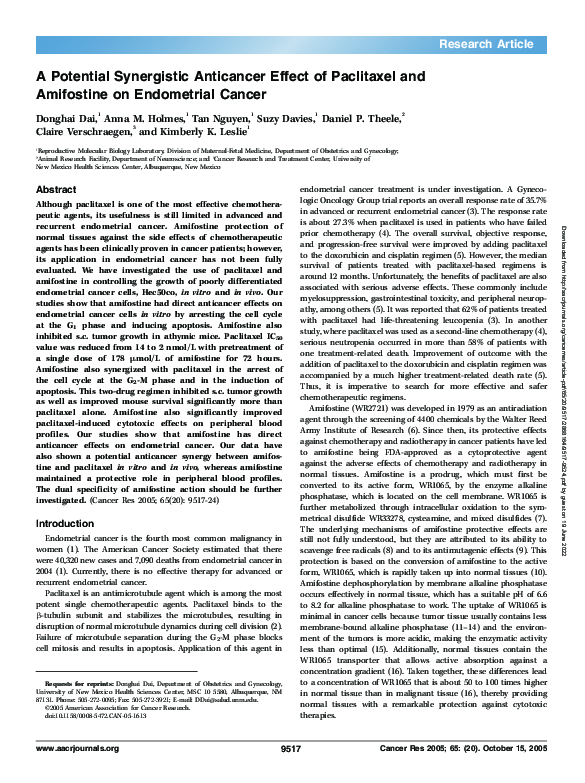 (PDF) A Potential Synergistic Anticancer Effect of Paclitaxel and ...