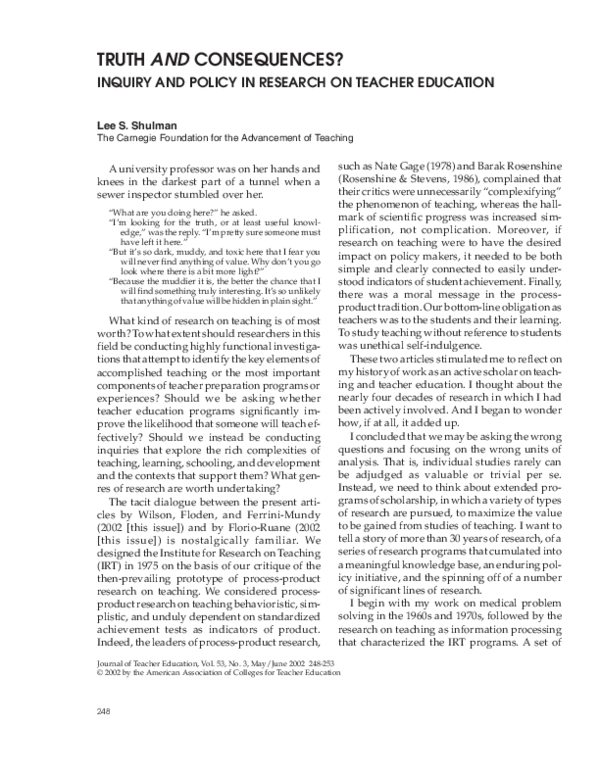 (PDF) Truth and Consequences?