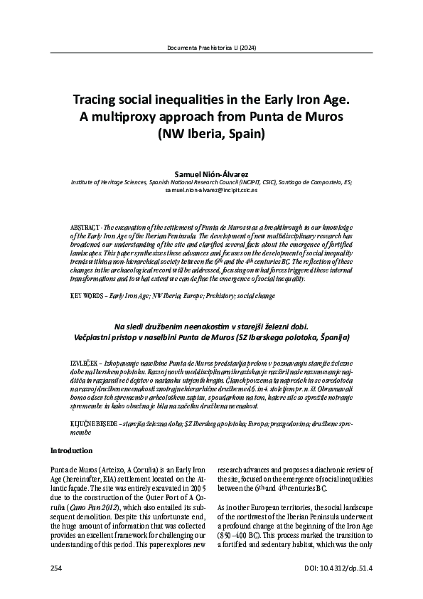 (PDF) Tracing social inequalities in the Early Iron Age. A multiproxy ...