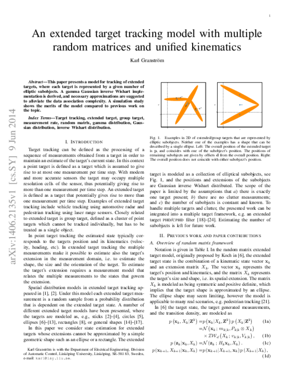 (PDF) An extended target tracking model with multiple random matrices ...