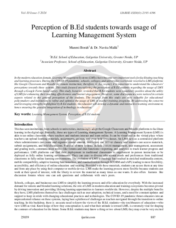 (PDF) Perception of B.Ed students towards usage of Learning Management ...