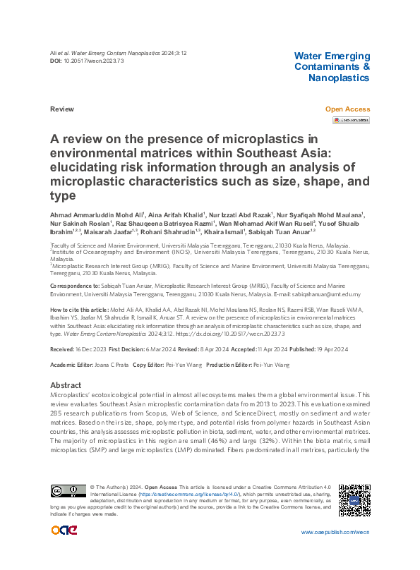 (PDF) A review on the presence of microplastics in environmental ...