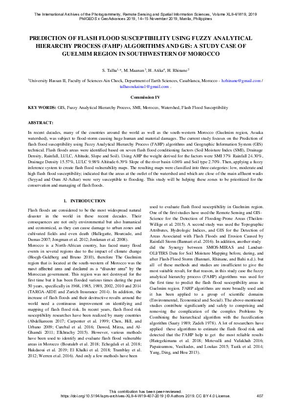 (PDF) Prediction of Flash Flood Susceptibility Using Fuzzy Analytical ...