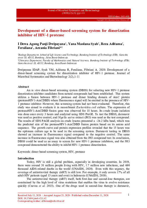 (PDF) Development of a dimer-based screening system for dimerization ...