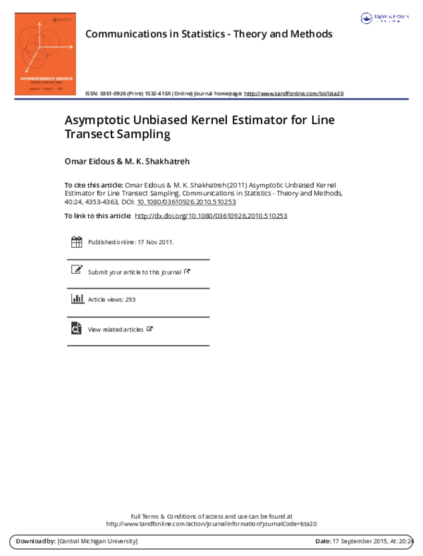 (PDF) Asymptotic Unbiased Kernel Estimator for Line Transect Sampling