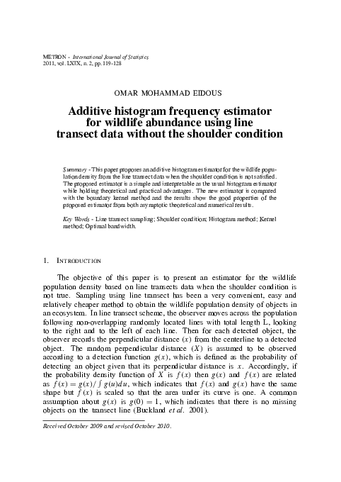 (PDF) Additive histogram frequency estimator for wildlife abundance ...