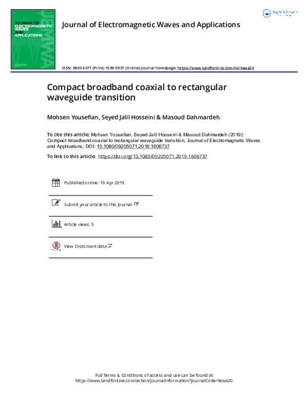 (PDF) Compact broadband coaxial to rectangular waveguide transition