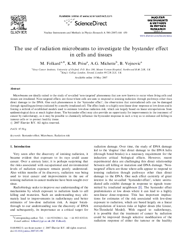 (PDF) The use of radiation microbeams to investigate the bystander ...