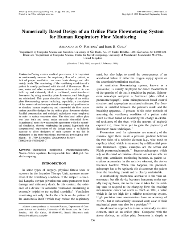 (PDF) Numerically Based Design of an Orifice Plate Flowmetering System ...