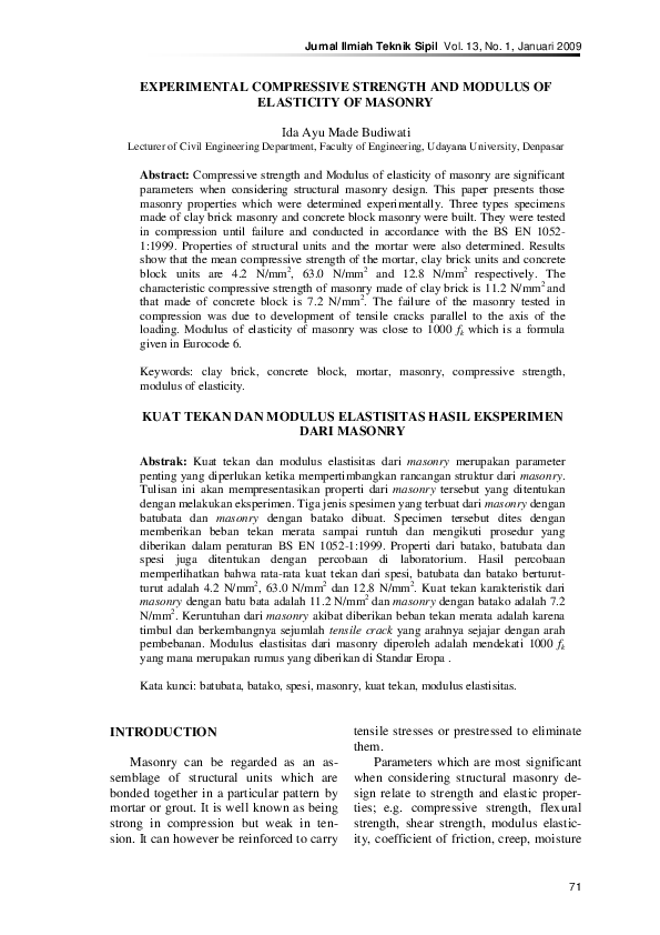 (PDF) Experimental Compressive Strength and Modulus of Elasticity of ...