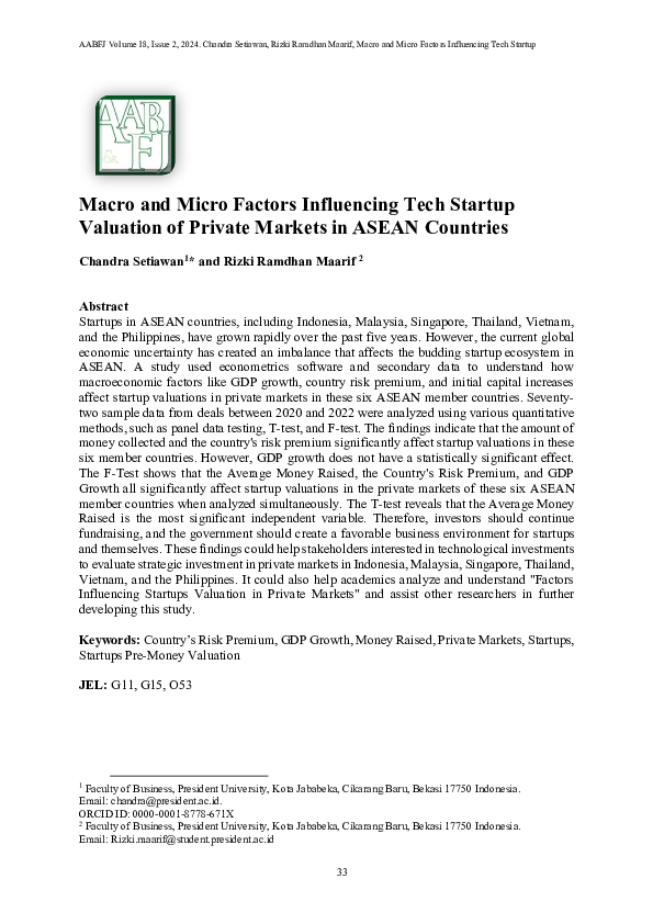 (PDF) Macro and Micro Factor Influencing Tech Startup Valuation of ...