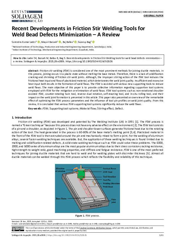 (PDF) Recent Developments in Friction Stir Welding Tools for Weld Bead ...
