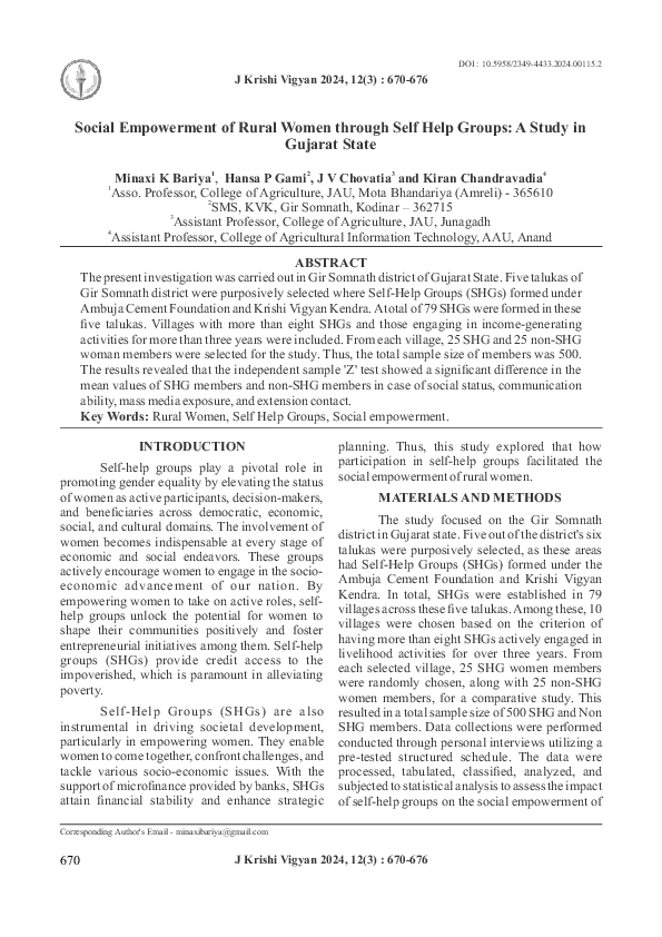 (PDF) Social Empowerment of Rural Women through Self Help Groups: A ...