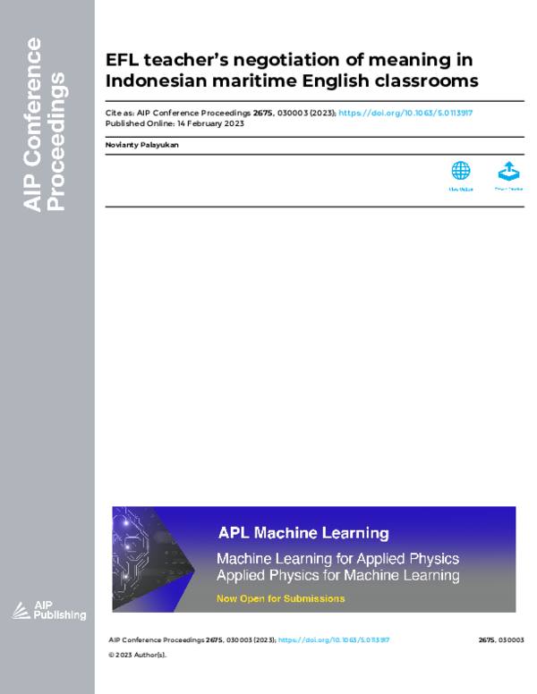 (PDF) EFL teacher’s negotiation of meaning in Indonesian maritime