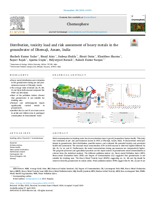 (PDF) Distribution toxicity load and risk assessment of heavy metals in ...