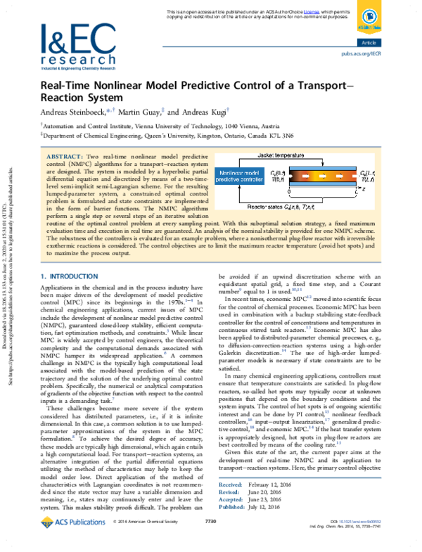 (PDF) Real-Time Nonlinear Model Predictive Control of a Transport ...
