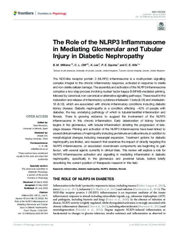 (PDF) The Role of the NLRP3 Inflammasome in Mediating Glomerular and ...