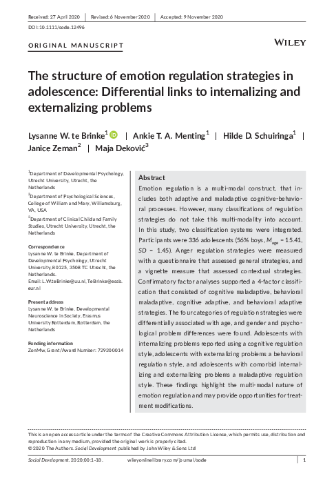 (PDF) The structure of emotion regulation strategies in adolescence ...