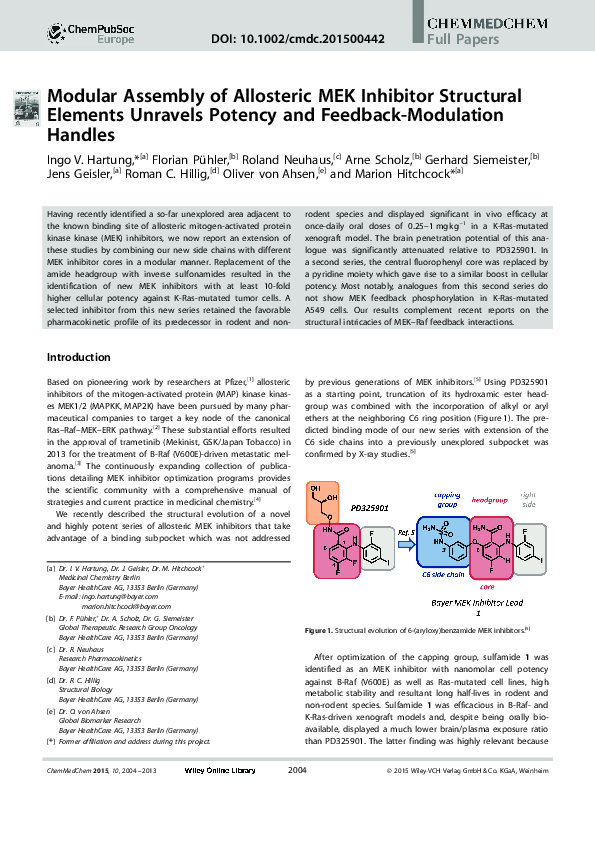 (PDF) Modular Assembly of Allosteric MEK Inhibitor Structural Elements ...