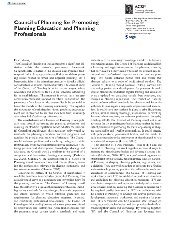 (PDF) Council of Planning for Promoting Planning Education and Planning ...