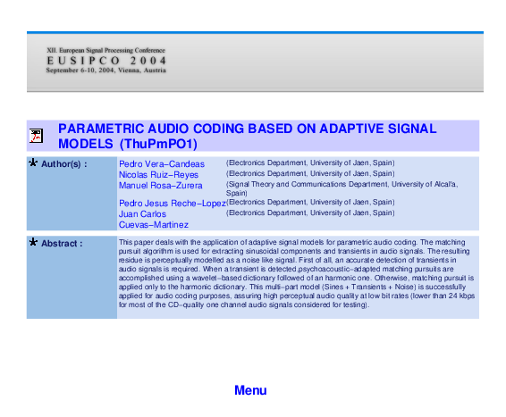 (PDF) Parametric audio coding based on adaptive signal models