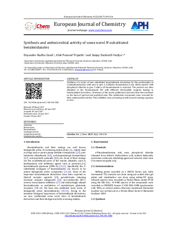 (PDF) Synthesis and antimicrobial activity of some novel N-substituted ...