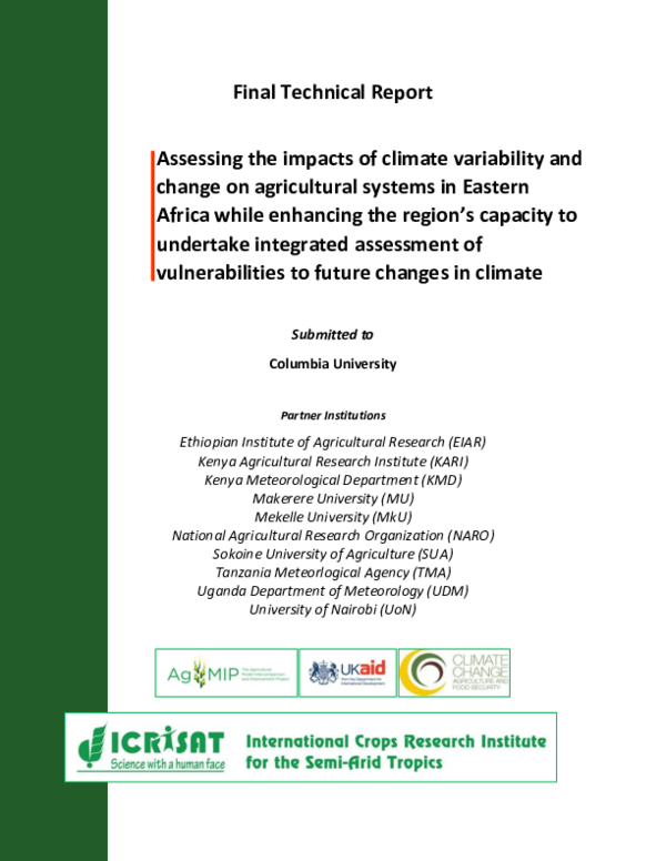 (PDF) Assessing the impacts of climate variability and change on ...