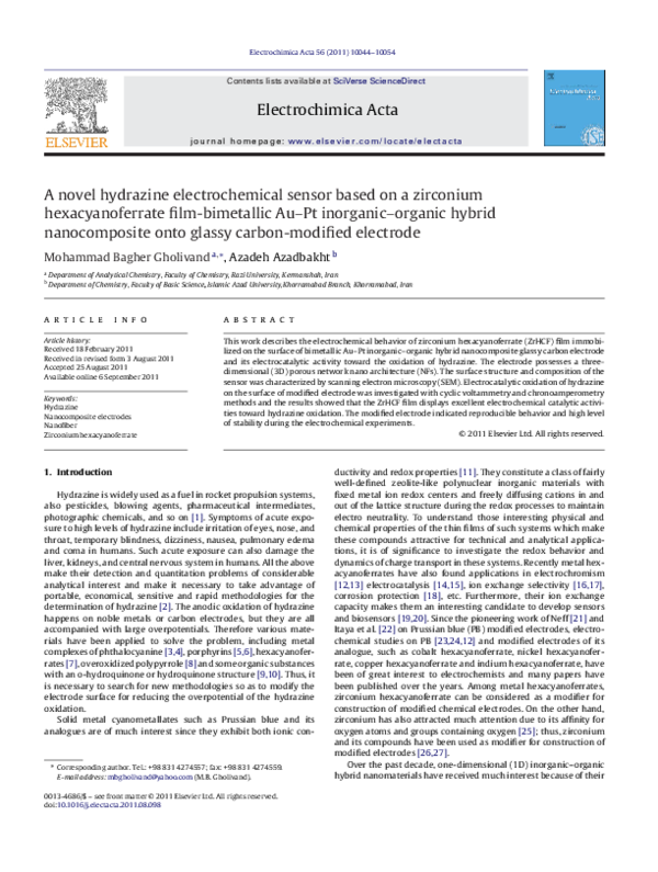 (PDF) A novel hydrazine electrochemical sensor based on a zirconium ...