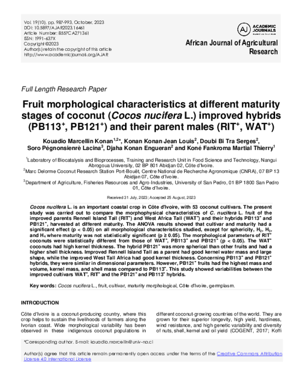 (PDF) Fruit morphological characteristics at different maturity stages ...