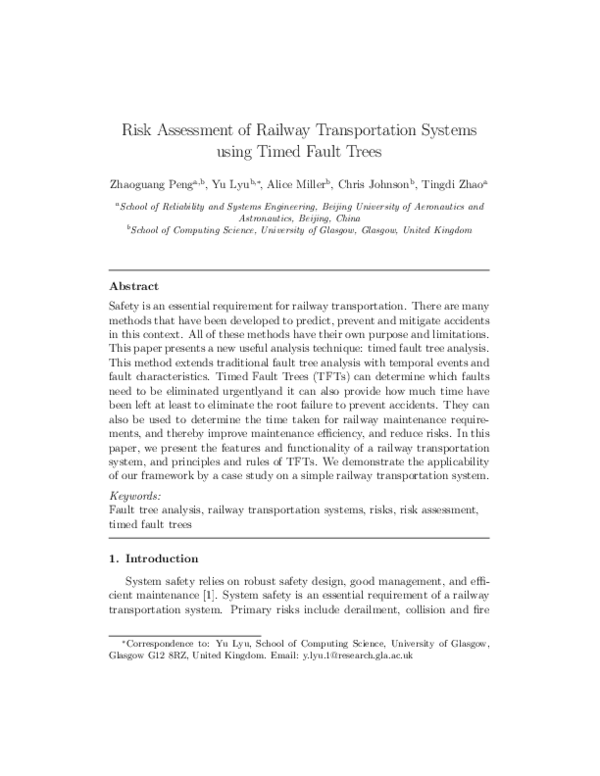 (PDF) Risk Assessment of Railway Transportation Systems using Timed ...