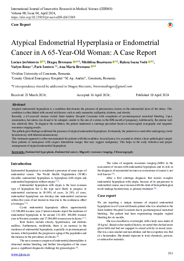 (PDF) Atypical Endometrial Hyperplasia or Endometrial Cancer in A 65 ...