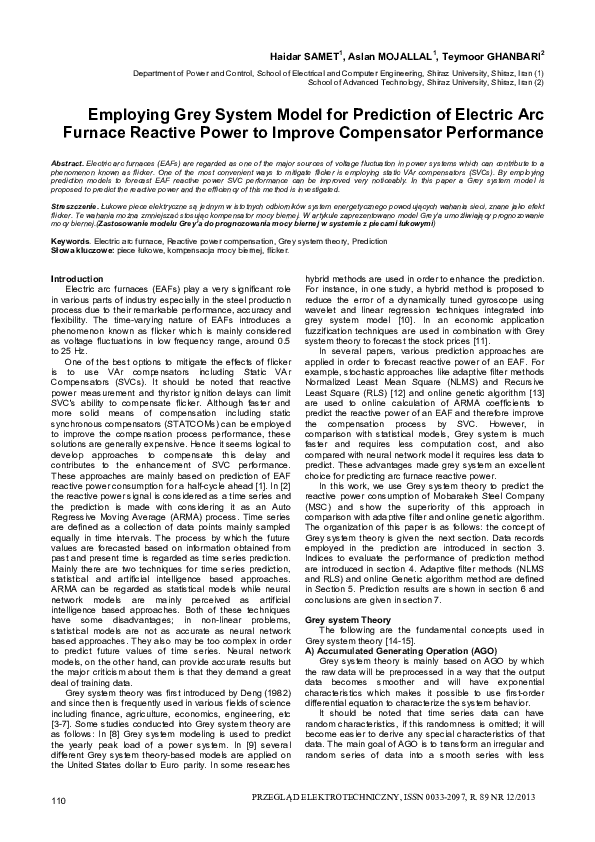 (PDF) Employing Grey System Model for Prediction of Electric Arc ...