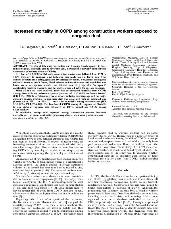 (PDF) Increased mortality in COPD among construction workers exposed to ...