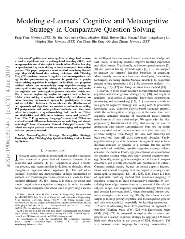 (PDF) Modeling e-Learners' Cognitive and Metacognitive Strategy in ...