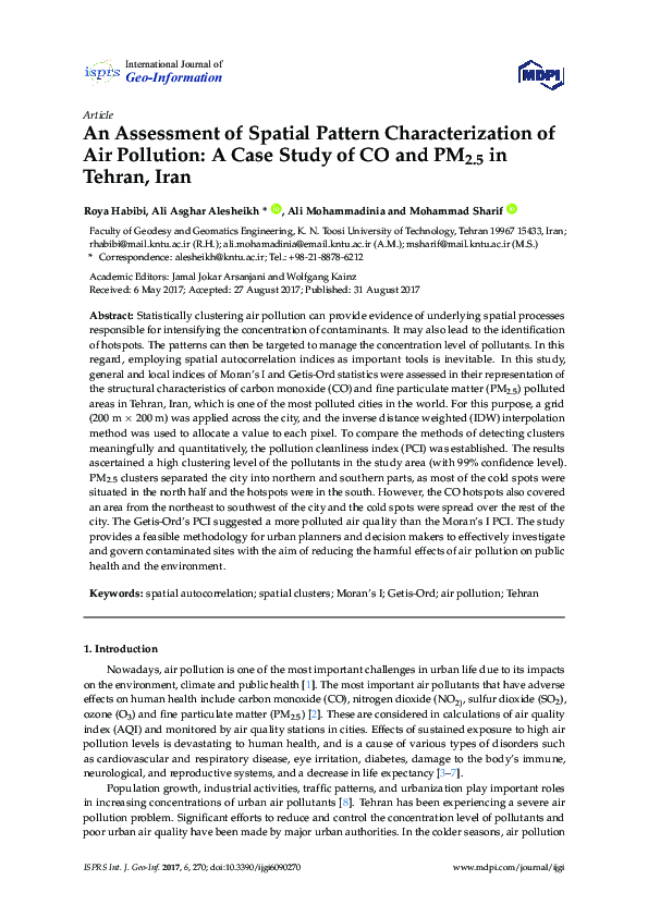 (PDF) An Assessment of Spatial Pattern Characterization of Air ...