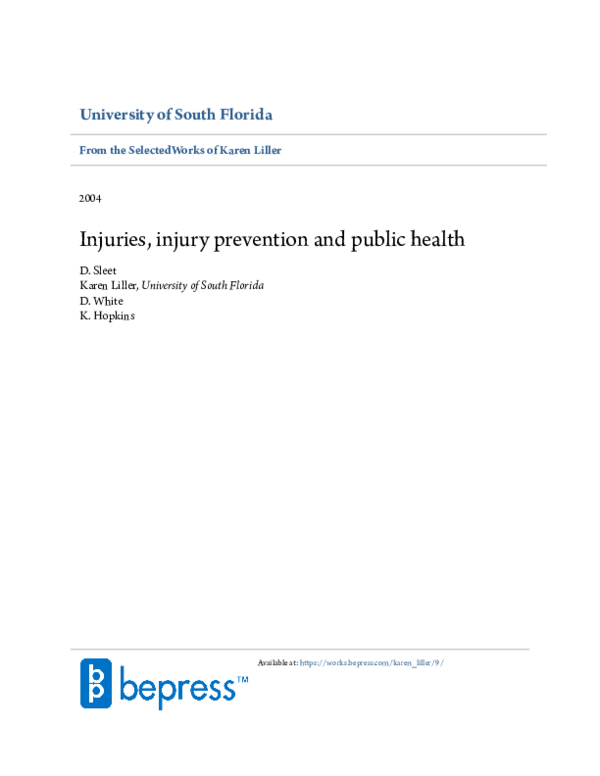 (PDF) Injuries, injury prevention and public health