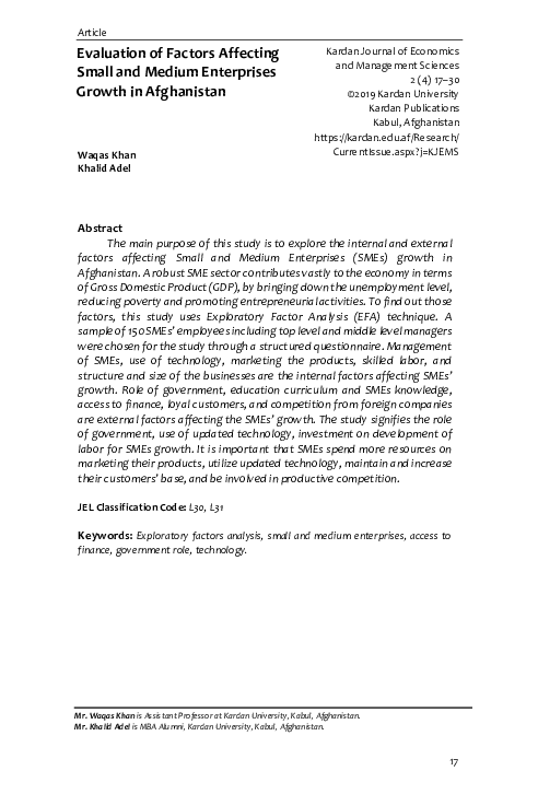 (PDF) Evaluation of Factors Affecting Small and Medium Enterprises ...