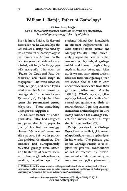 (PDF) William L. Rathje, Father of Garbology