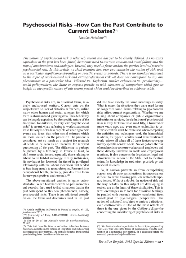 (PDF) Psychosocial Risks