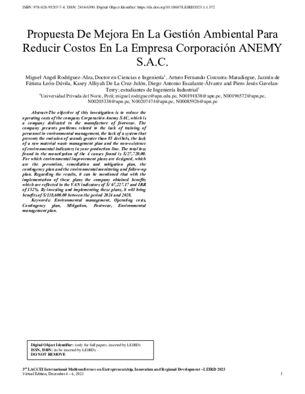(PDF) Propuesta De Mejora En La Gestión Ambiental Para Reducir Costos ...