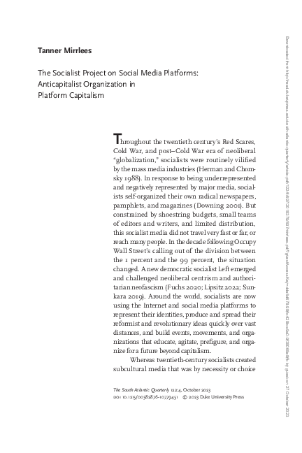 (PDF) The Socialist Project on Social Media Platforms
