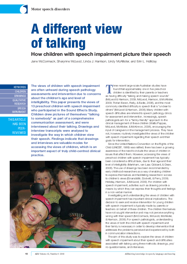 (PDF) A different view of talking: How children with speech impairment ...