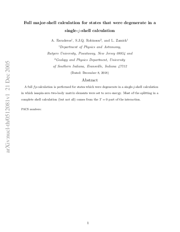 (PDF) Full major shell calculation for states that were degenerate in a ...