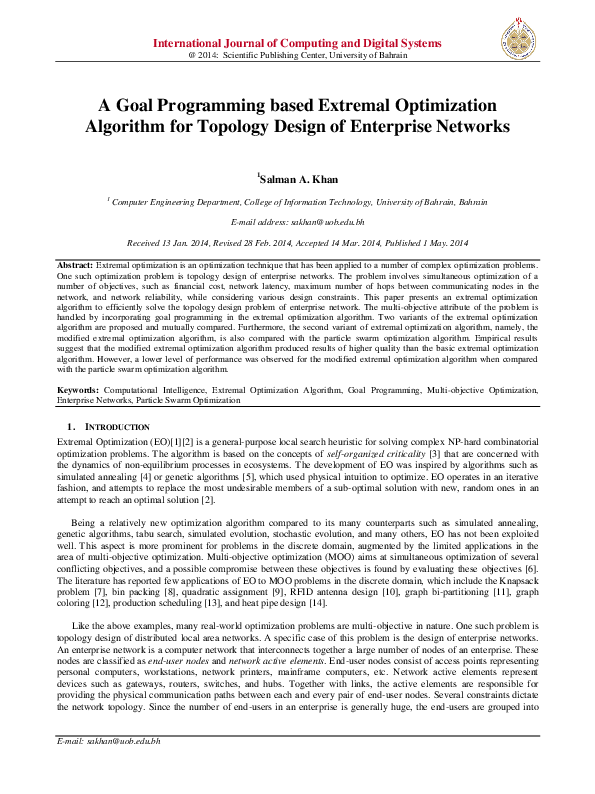 (PDF) A Goal Programming based Extremal Optimization Algorithm for ...