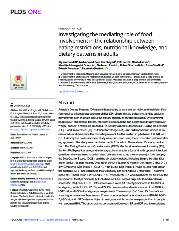 (PDF) Investigating the mediating role of food involvement in the ...