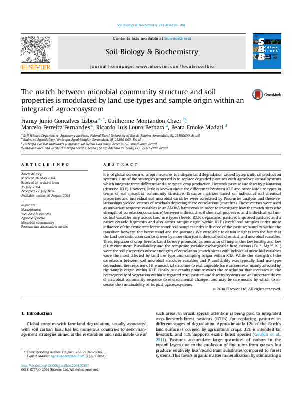 (PDF) The match between microbial community structure and soil