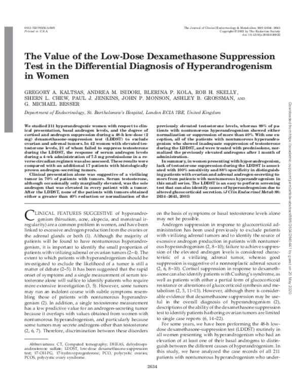 (PDF) The Value of the Low-Dose Dexamethasone Suppression Test in the ...