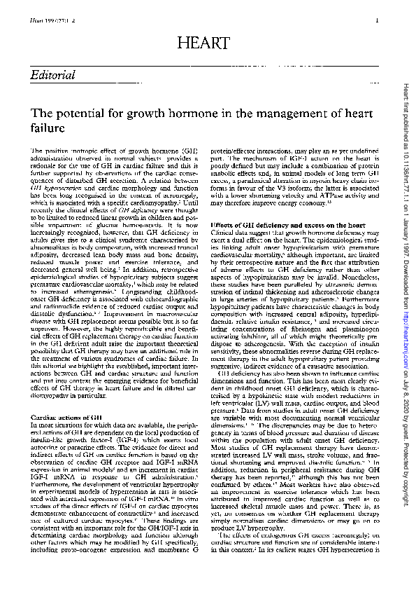 (PDF) The potential for growth hormone in the management of heart failure