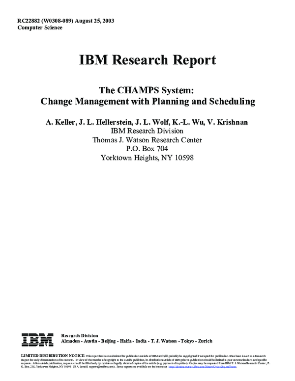 (PDF) The CHAMPS system: change management with planning and scheduling